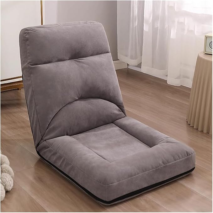 ELEFOCUS Adjustable Lazy Sofa Couch - Folding Floor Gaming Chair with 5 Positions Padded Sleeper Bed for Adults Recliner Sofa Chair(Grey)