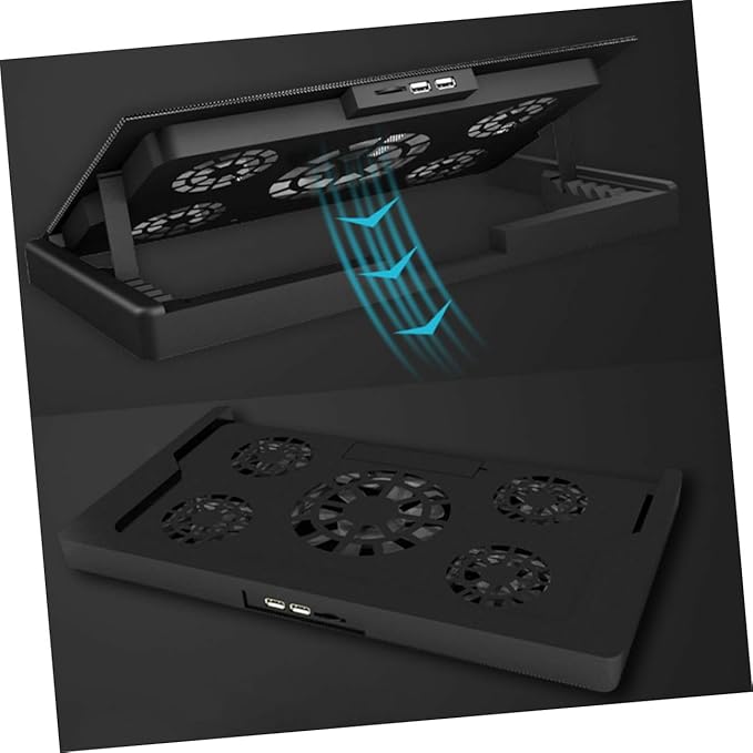 Gadpiparty Laptop Cooling Pad with 5 USB Fans Cooler Base Multi-Angle Adjustable Heatsink Stand for Laptops Anti-Skid Design for Office and Gaming Use