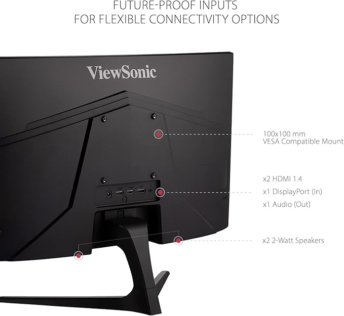 ViewSonic VX2418C 24 Inch 1080p 1ms 180Hz Curved Gaming Monitor with FreeSync Premium Eye Care HDMI and DisplayPort