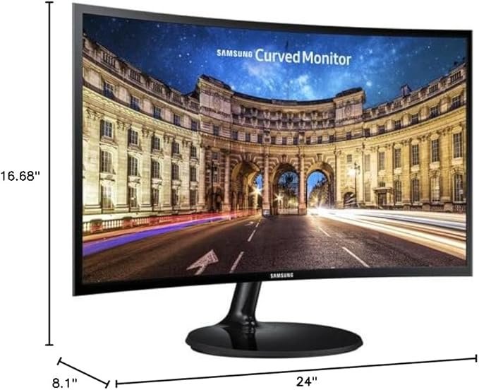 SAMSUNG 24 Inch Curved Computer Monitor LC24F390FHNXZA LED Screen 60Hz Full HD 1080P Gaming Slim Design for Home and Office use Black Mouse Pad Included