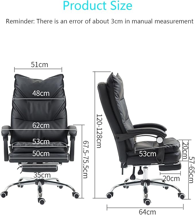 Office Chair Desk Chair Computer Chair Gaming Chair Black Ergonomic Office Chair High Back Executive Chair Computer Desk Chair Office Chair with Foot Rest Big Tall Adjustable Height Rolling Swivel Ch