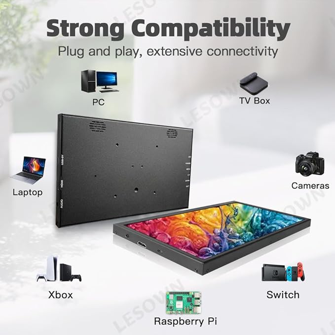 HDMI Monitor 10 inch IPS Small 1024x600 Portable Display Portatil 10.1 inch LCD Display Metal Shell Mini Screen for PC Laptop Raspberry Pi 4 3