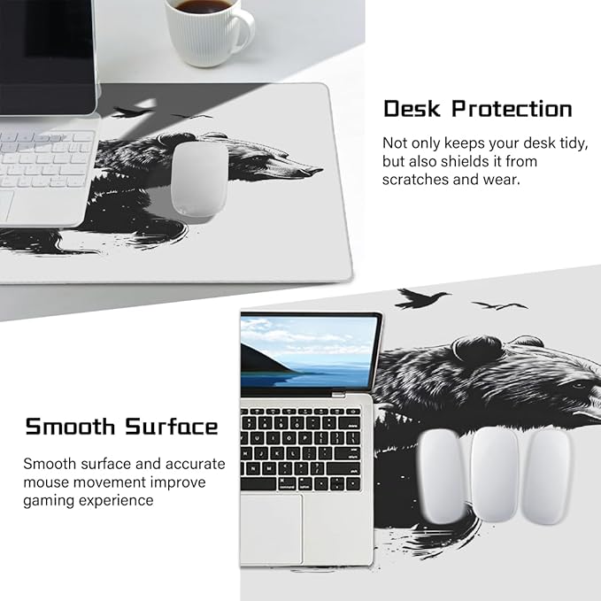 Black Forest Tree Bird Large Mouse Pad Gaming Mousepad Desk Mat for Desktop Computer Keyboard Waterproof Mouse Mat Desk Pad with Non-Slip Base for Game School Office Home 35.4 x 15.7