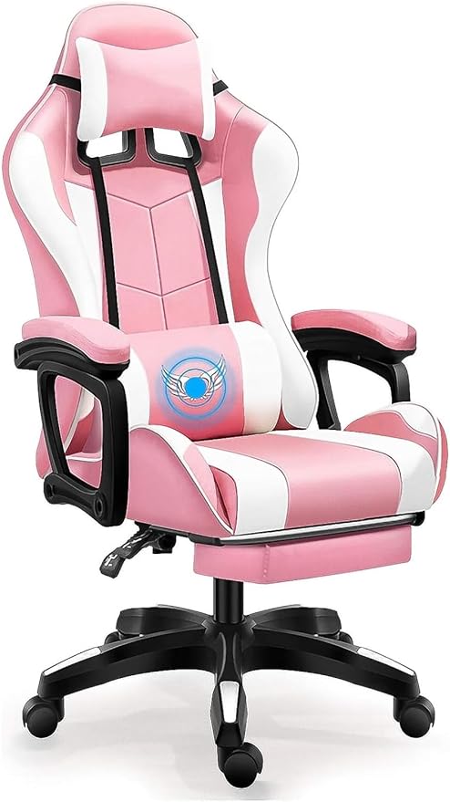 Chair Ergonomic Gaming Chair with Headrest and Breathable Skin-Friendly Mesh with Footrest Ergonomic Design PC Gaming Chair Desk Chair Executive (Color : Light Green Size : Pink)