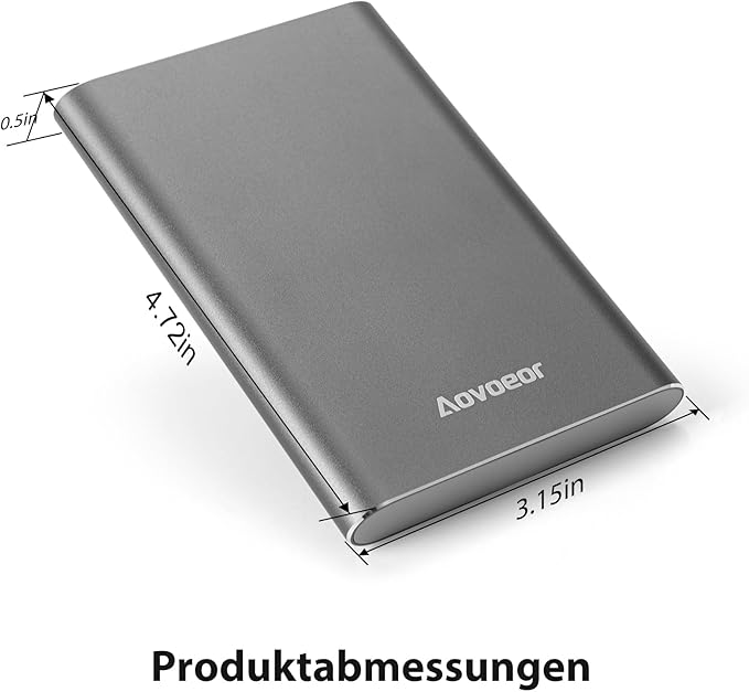 500GB Ultra Slim Portable External Hard Drive 2.5 USB 3.0 Mobile Ultrafast HDD Storage for PC Mac Desktop Laptop MacBook Chromebook Xbox One Xbox 360 PS4 (Grey)