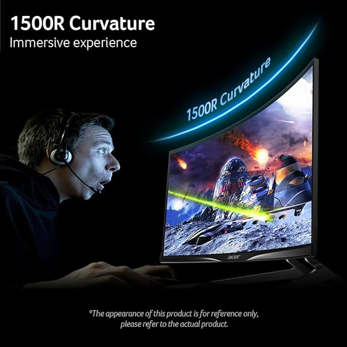 acer Nitro 31.5 Inch WQHD 2560 x 1440 1500R Curved PC Gaming Monitor | AMD FreeSync | Up to 180Hz Refresh | 1ms VRB | Speakers | One Display Port 1.4 &amp Two HDMI 2.0 | XZ320QU S3bmiiphx