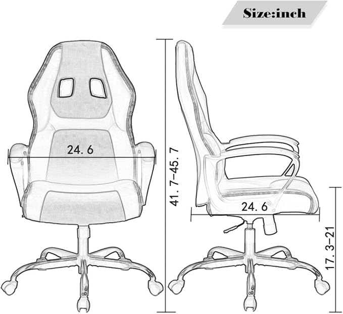 Ergonomic Office Chair Cheap Desk Chair PC Gaming Chair Rolling PU Leather Swivel Chair Executive Computer Chair Lumbar Support for Women Men(Blue)