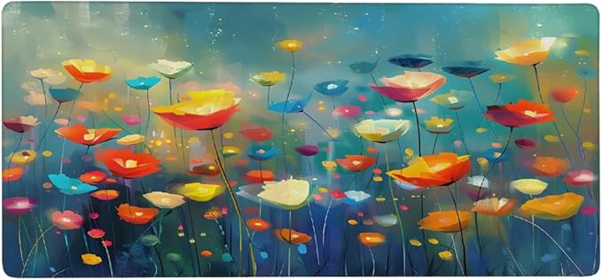 Color Painting Flower Large Mouse Pad Gaming Mousepad Desk Mat for Desktop Computer Keyboard Waterproof Mouse Mat Desk Pad with Non-Slip Base for Game School Office Home 35.4 x 15.7