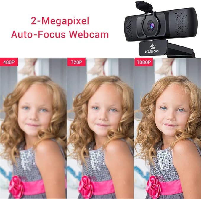 NexiGo N930P (Gen 2) 1080P Autofocus Webcam with Software Microphone &amp Privacy Cover HD USB Web Camera for Zoom YouTube Skype FaceTime PC Mac Laptop Desktop