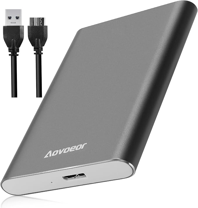 640GB Ultra Slim Portable External Hard Drive 2.5 USB 3.0 Mobile Ultrafast HDD Storage for PC Mac Desktop Laptop MacBook Chromebook Xbox One Xbox 360 PS4 (Grey)