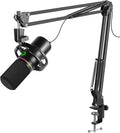 XLR USB Dynamic Microphone with RGB Light Volume Control Mute Button 3.5mm Headphone Jack. Compatible with Mixers Sound Cards PC MAC PS4 PS5 (Microphone with Boom Arm)