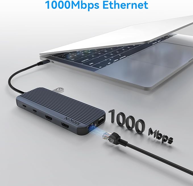 3 HDMI Laptop Docking Station MOKiN USB C Dock 3 Monitors 12 in 1 USB C to 3 HDMI Adapter with 10Gbps USB A&ampC 3.1 2*USB A 2.0 100W PD EthernetSD/TFAudio Port for HP/Dell/Lenovo