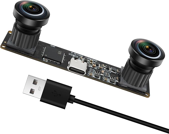 MMlove USB Stereo Camera Module 1200P 60FPS Global Shutter USB Webcam with Synchronous Dual Lens600P 120FPS High Speed 3D Webcam 112° Wide Angle Lightburn Camera for VRPC/Laptop/Raspberry Pi