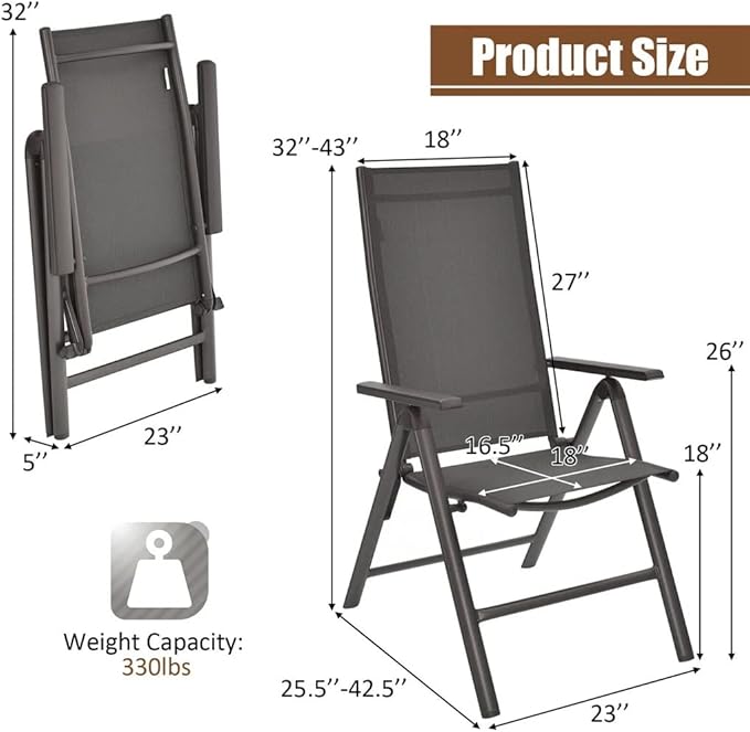 Office Chair Gaming Chair Computer Chair Patio Chair 2 Piece Folding Dining Chair with Adjustable Back