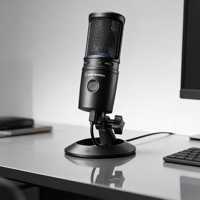 Audio-Technica AT2020USB-X Cardioid Condenser USB Microphone - Bundle with Pop Filter Headphone Boom Arm XLR Cable and Austin Bazaar Polishing Cloth