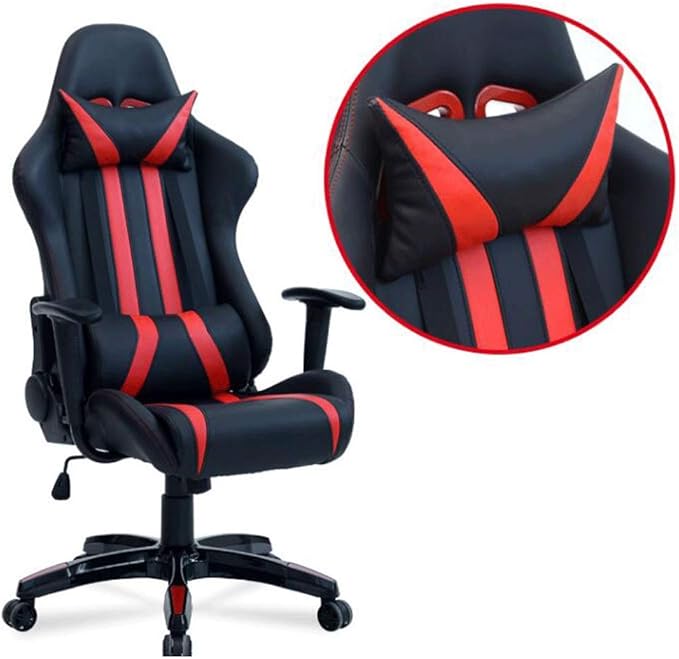 YYDS Chair Artificial Leather Gaming Chair Executive Ergonomic Swivel Chair with Headrest and Lumbar Pillow Fashion Esports Chair Ergonomically (Color : White)