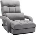 VEVOR Floor Chair Floor Gaming Chair with 5 Adjustable Position and Back Support Folding Sofa Chair with Armrest for Adults Sofa Lounger Bed with Back Cushion for Living Room and Bedroom Gray