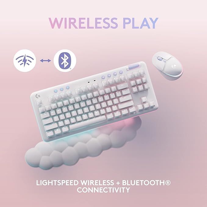 Logitech G Wireless Gaming Combo G715 Keyboard Linear + G705 Mouse Customizable LIGHTSYNC RGB Lighting Lightspeed Wireless Bluetooth PC/Mac/Laptop - White Mist