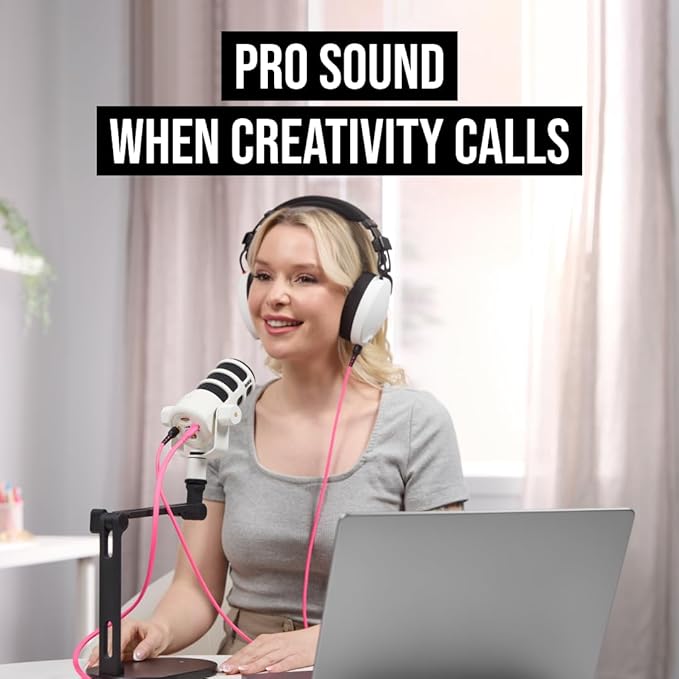 RØDE PodMic USB Dynamic Broadcast Microphone with XLR and USB Connectivity for Podcasting Streaming and Content Creation (White)
