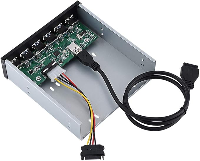 USB 3.0 Front Panel Hub Optical Drive 5.25 Inch Panel Computer Expansion Board with 4-Port USB3.0 &amp 2-Port USB 2.0 &amp 19pin Cable &amp SATA Cable