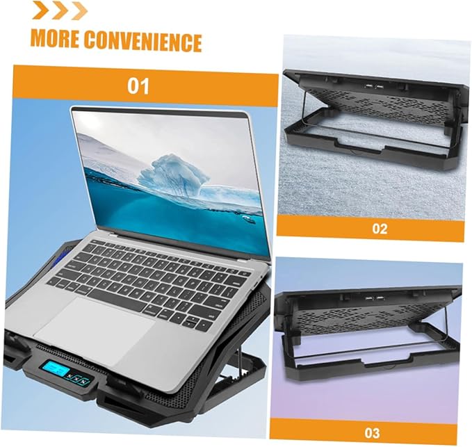 Angoily Laptop Cooling Stand Quiet Fans Height Durable Design for Gaming and Work Portable and Easy to Use Desk Bed