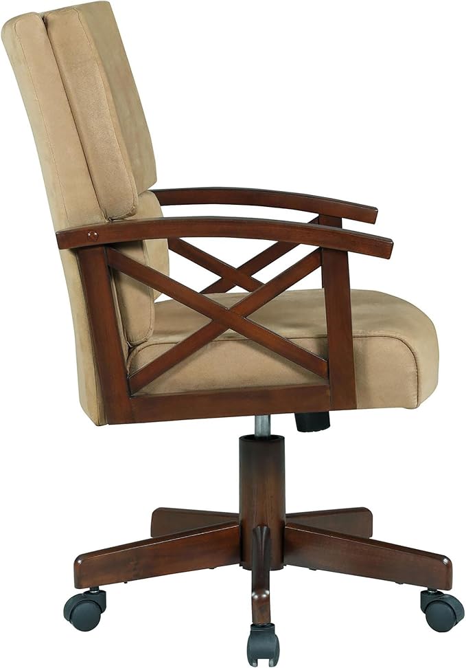 Tan and Upholstered Game Chair with Casters