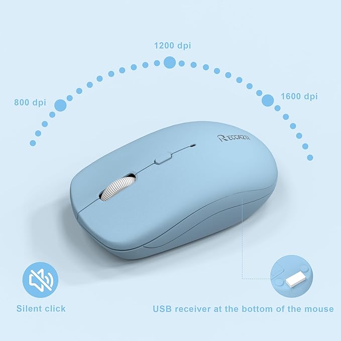 Wireless Keyboard and Mouse Combo Full-Sized Wireless Keyboard and Adjustable DPI Mouse 2.4GHz USB Receiver Keyboard and Mouse for PC Windows Desktop Laptop (Sky Blue-A)