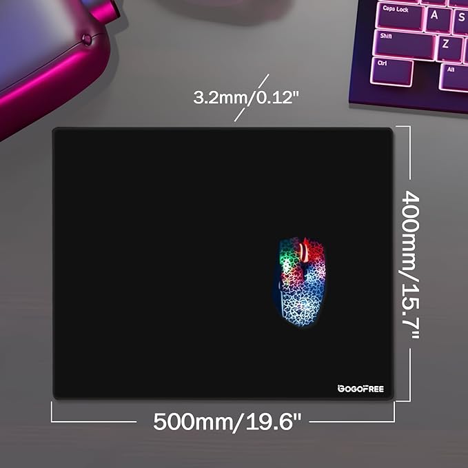 Glass Mousepad with Hard Surface for Gaming Ultra Smooth Mouse Mat Water-Resistant Large Mouse Pad Precision Speed Control for Esport Games/Office Black XL(15.7’’×19.6’’)