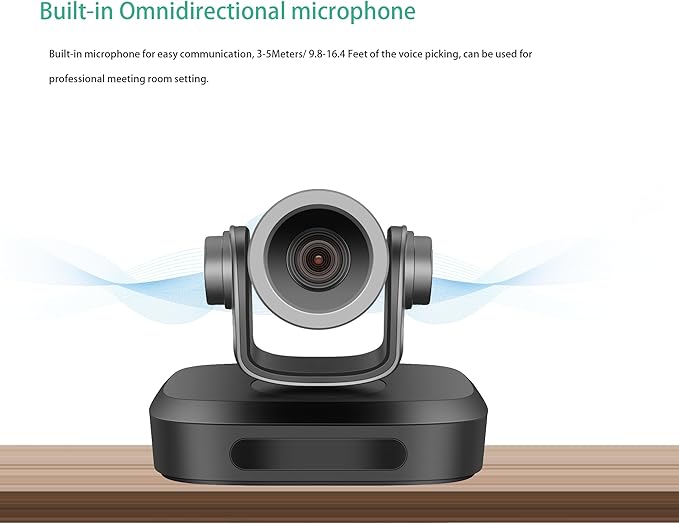 AI Tracking Powered 4K UHD 10X Optical Zoom PTZ Camera Webcam for Live Streaming and Professional Meeting System Zoom Meeting Skype OBS Streaming Webcam with Built-in Mic for PC/Mac/Laptop