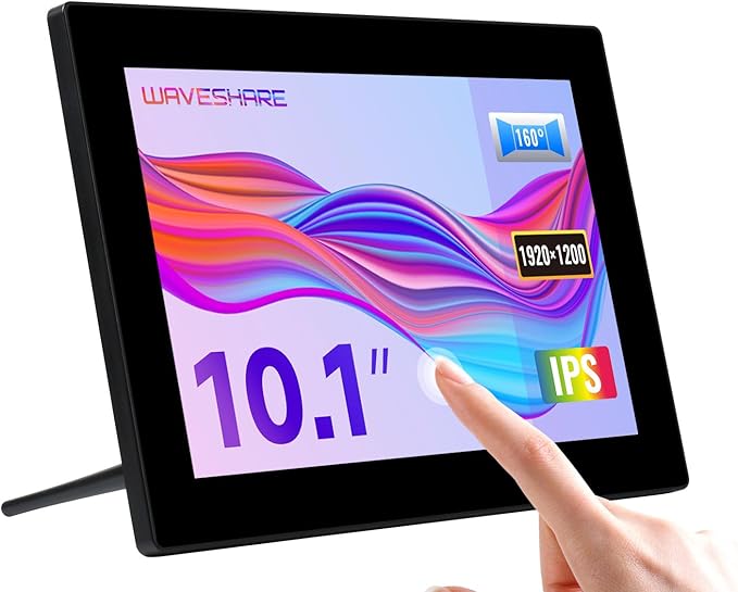 waveshare 10.1inch HD Capacitive Touch Screen LCD Compatible with Raspberry Pi 4B/3B+/3A+/2B/B+/A+/Zero/Zero W/WH/Zero 2W CM3+/4 1920×1200 Resolution HDMI IPS Supports Windows/Jetson Nano