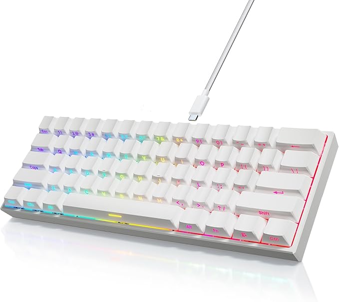 Mini 60% Mechanical Gaming Keyboard Wired YK61 Hall Effect Magnetic Switch Adjustable Actuation Rapid Trigger Mode 8K Hz Polling Rate Hot-Swap 61 Keys RGB Backlit Side Printed PBT Keycaps (White)