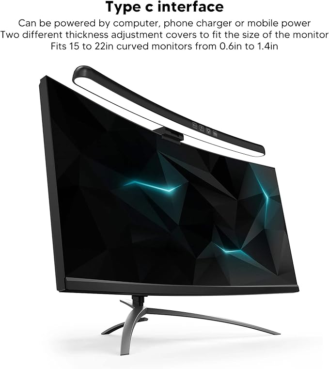 Luqeeg Curved Monitor Light Bar Computer Monitor Lamp Touch Dimming Screen Light Bar LED Monitor Light Reading Light with 3 Color Temp Modes &amp 7 Color RGB Adjustable for Office Home
