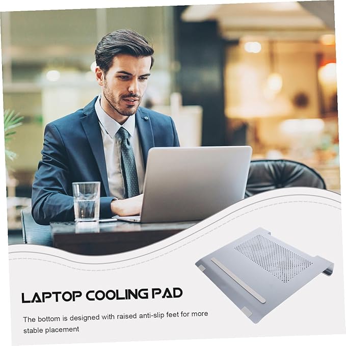 Aluminum Alloy Laptop Cooling Pad Stand with Fan Ventilated Support to 17.3 Inch Notebooks Gaming and Office Use Gray