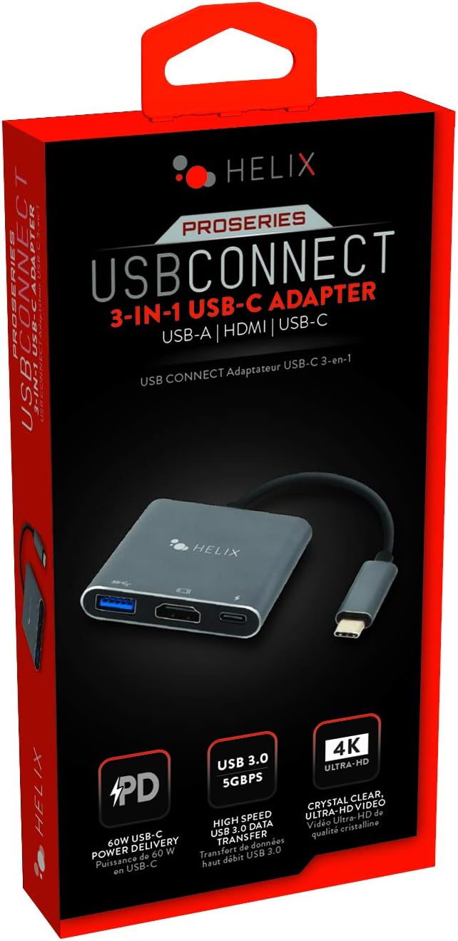 Helix USBCONNECT Adapter Hub USB-C to USB-A HDMI and USB-C Standard Size (ETHHUB3)