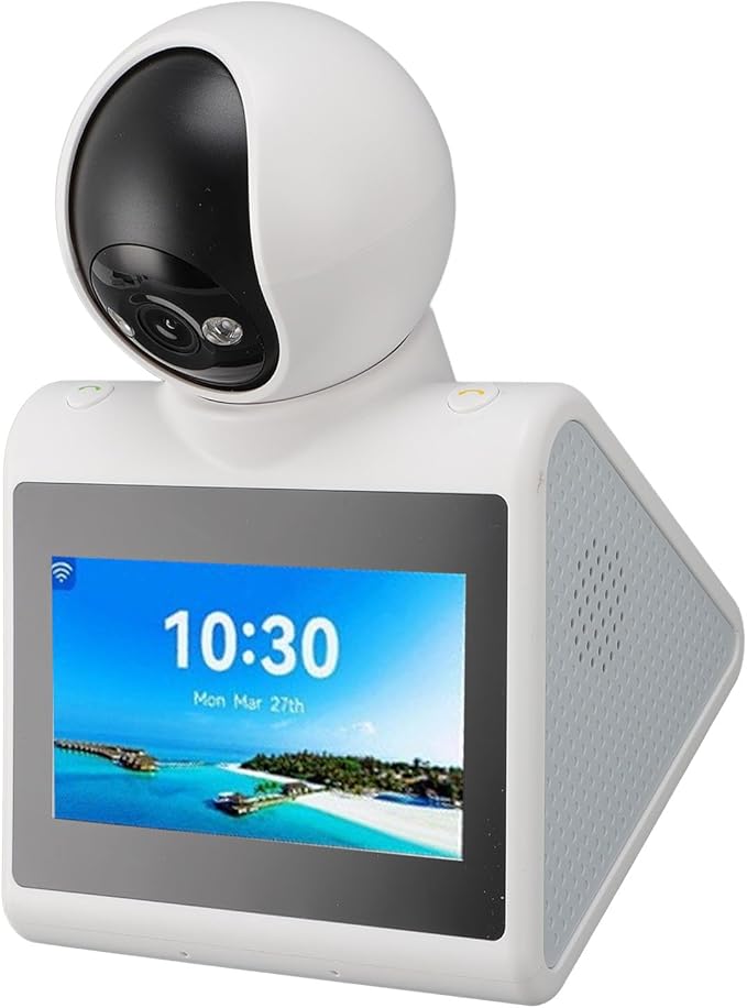Video Calling Smart Camera with HD Screen 2 Way Video Calling Camera One Click Call Indoor 2K Security Camera with AI Voice Function 1080P HD Resolution for Family Monitoring