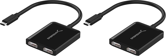SABRENT USB Type C Dual HDMI Adapter [Supports Up to Two 4K 30Hz Monitors Compatible with Windows Systems Only] (DA-UCDH) (Pack of 2)