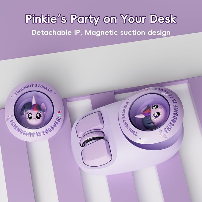 My Little Pony Wireless Mouse - Twilight Sparkle Edition 3D Character Design Silent Click Mouse with 1600 DPI Dual-Mode (2.4GHz/Bluetooth) Ergonomic for Mac/Windows