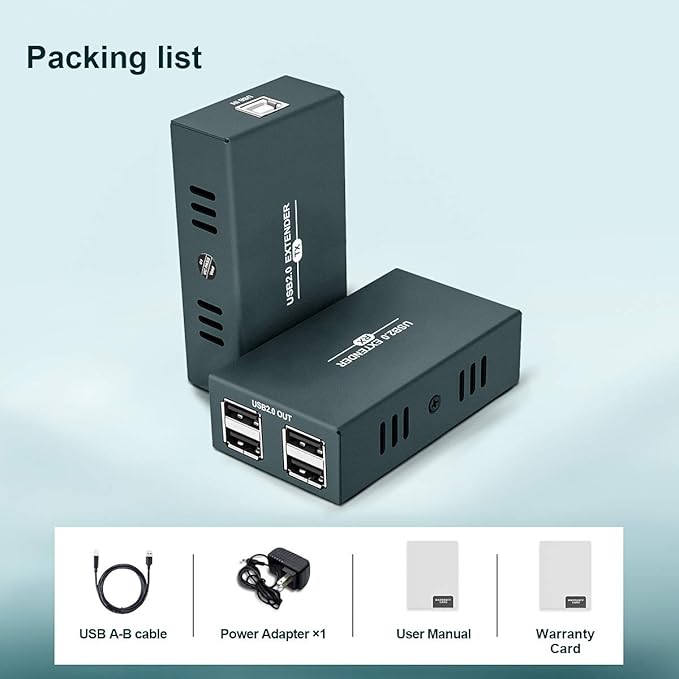 USB 2.0 Hub Extender Kit - 4 Hubs 165ft (50m) Up to Cat7 LAN Plug &amp Play No Driver Needed