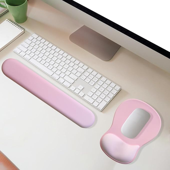 Gel Mouse Pad with Wrist Rest Ergonomic Office Keyboard Wrist Rest and Mousepad with Wrist Support Computer Mouse Pad with Non-Slip PU Base and Desk Accessories Mat for Laptop &amp Home &amp Gamin