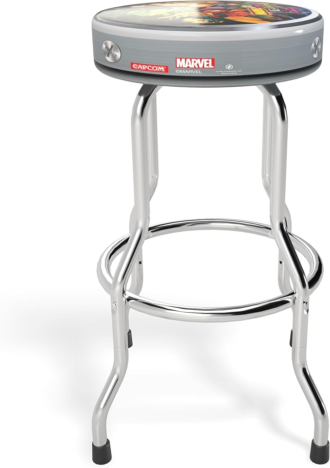 ARCADE1UP Officially Licensed Adjustable Stool with Chrome-Plated Steel Frame and High-Density Foam Padding for Supreme Gaming Comfort (Marvel VS Capcom 2)