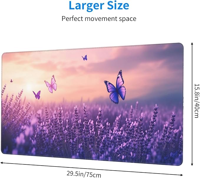 Butterflies Desk Cover MatExtended Large Mouse PadComputer Laptop Mat Desk Decor for Office Game Home 30x16 Inch