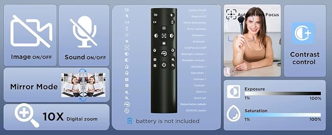 4K Ultra HD Remote Control with Stand Webcam LED RGB Lighting 95-Degree Wide Angle Auto Focus 1080P@60FPS Black USB 2.0 for Video Conferencing Desktop/Laptop