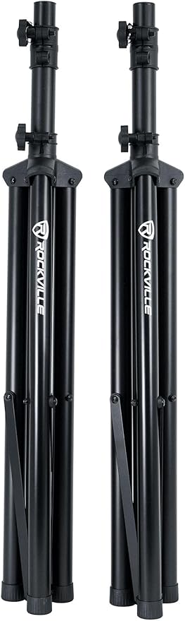 Rockville RPG122K Pair 12 1000W Powered Speakers Bluetooth Wired Mic Speaker Stands Cables Built-in Mixer TWS Linking for DJs Karaoke Events