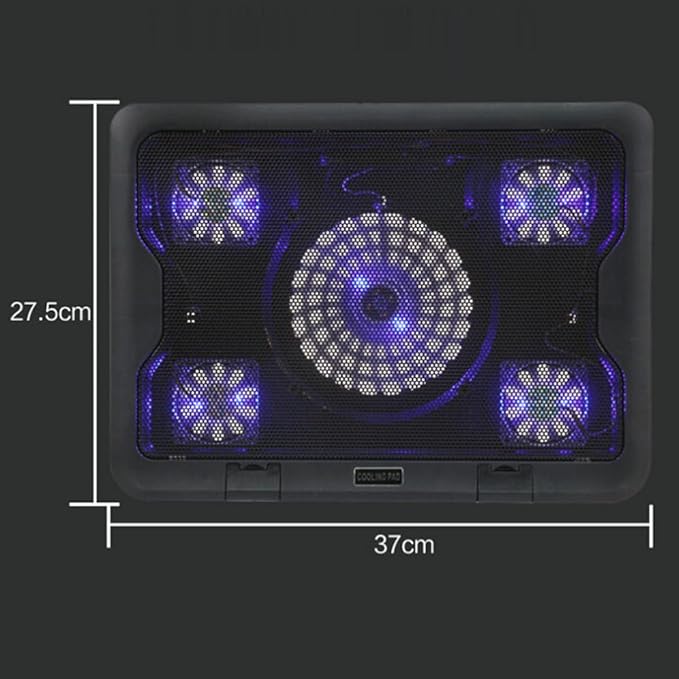 USB Laptop Cooling Pad Adjustable Height Multi-Angle Fan Stand -Skid Base and Quiet for Enhanced Heat Dissipation Five-Fan Cooler for Laptops Black