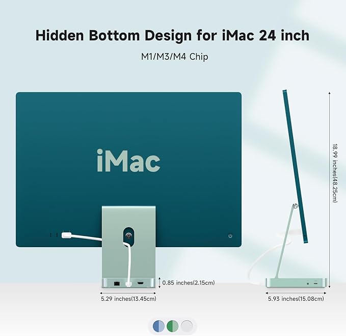 Minisopuru DS802PRO iMac Accessories with 4K@60Hz HDMI USB C Charging 2.5GbE 4TB M.2 SSD Enclosure USB C Hub for iMac 24 inch M1/M3/M4 iMac Hub with 4xUSB SD/TF Audio | Green