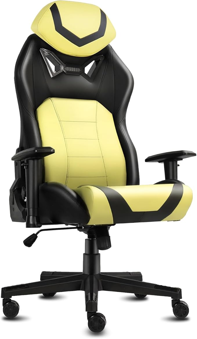Modern-Depo Ergonomic Gaming Chairs for Adults with High-Density Memory Foam | Swivel Comfortable Office Chair Big and Tall Video Game Chair High Back Computer Chair for Home Office Yellow Black
