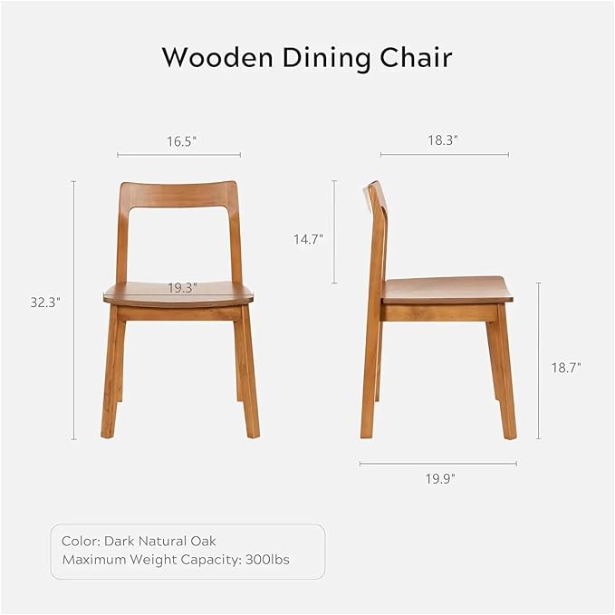 Adjustable Office Computer Chair with Armrest 1pcs Wooden No Armrests Dining Chair for Living Room Kitchen Black/Dark Oak(Black)