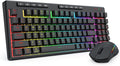 Redragon S156 Wireless Keyboard and Mouse with Tri-Mode Mechanical Feel Keyboard and 4800 DPI 61G Ultra-Light Gaming Mouse RGB Backlit 4 Macro Keys Long Battery Life for PC Mac Ideal for Gamer