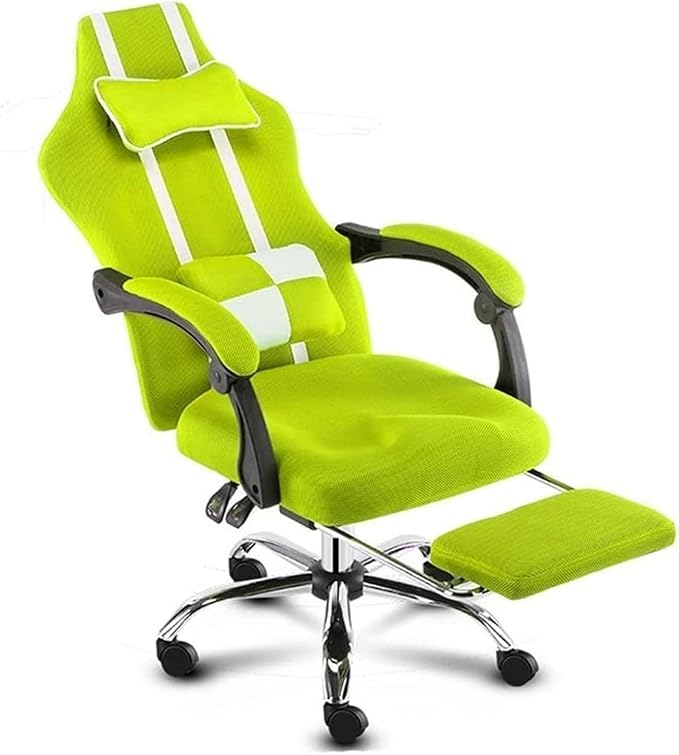 Chair Computer Chair Lift Swivel Chair Office Chair High Back Reclining Chair with Footstool Ergonomic Gaming Chair (Color : Green)