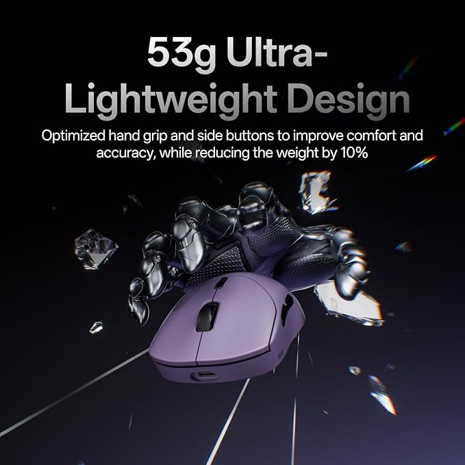 Rapoo VT2 MAX Wireless Gaming Mouse True 8K Wireless Polling Rate 53g Lightweight Up to 750 Hr Battery Nordic nRF54L15 MCU 120-Million Optical Switch 10 Programmable Buttons Macro Enabled